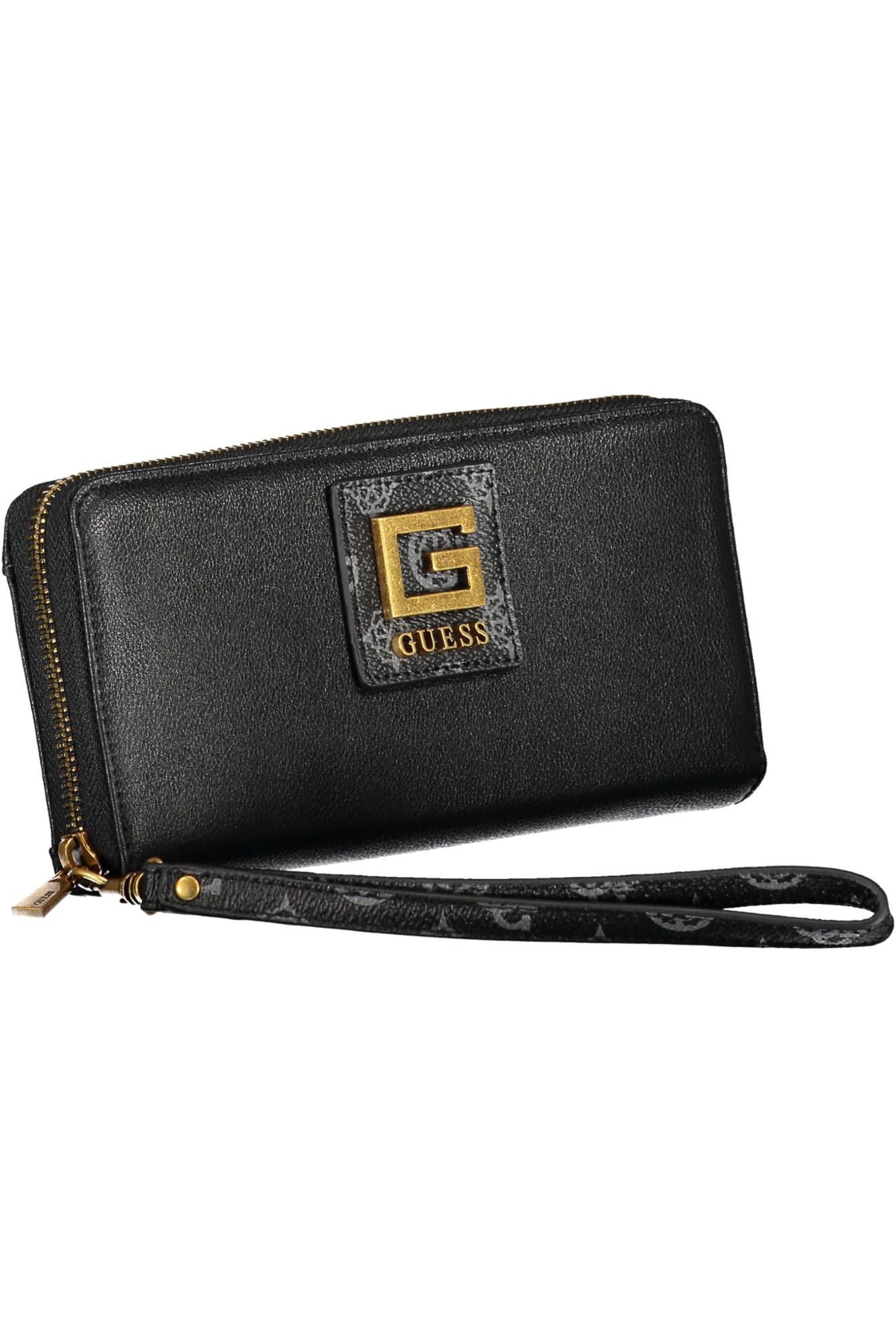 Chic Black Polyurethane Wallet with Contrasting Details