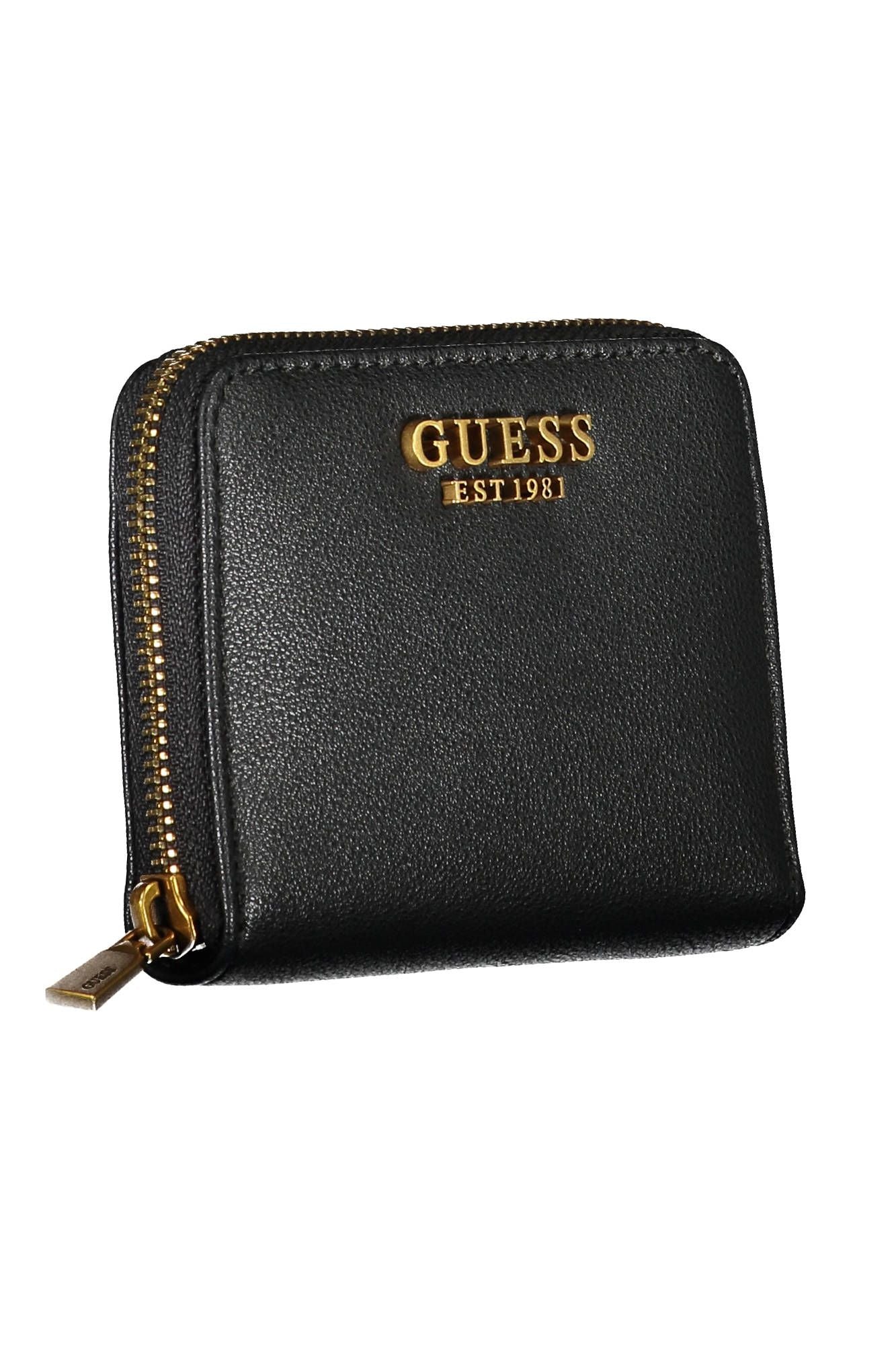 Chic Black Polyurethane Wallet with Logo