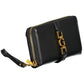 Elegant Black Polyurethane Wallet with Logo Detailing