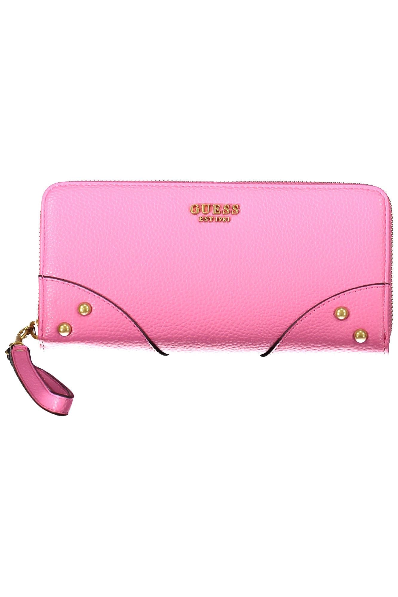 Chic Pink Polyurethane Wallet with Contrasting Details