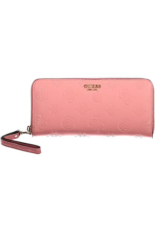 Chic Pink Polyurethane Wallet with Contrasting Details