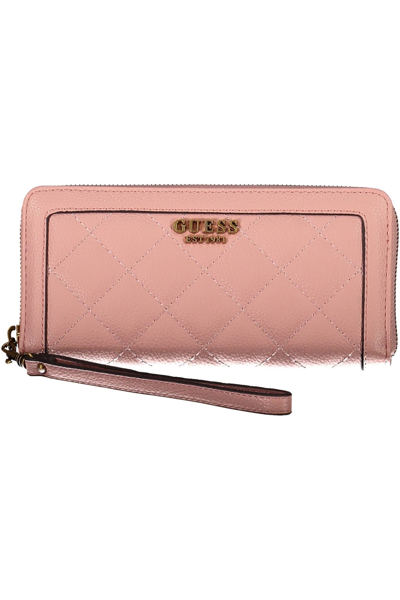 Chic Pink Polyurethane Wallet with Contrast Detail