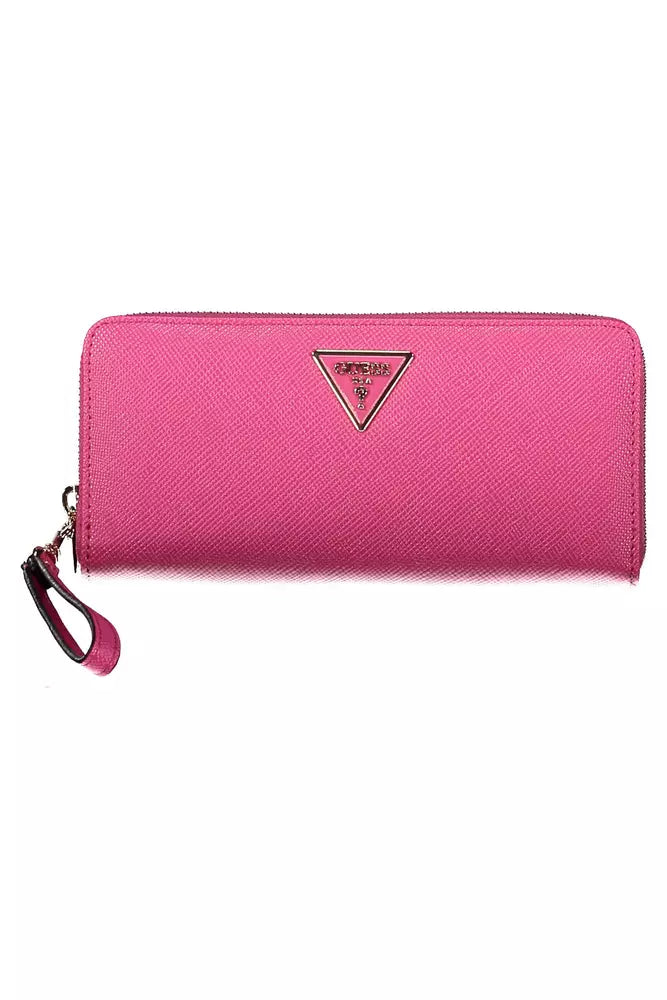 Chic Pink Polyethylene Wallet with Logo Detail