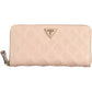 Chic Pink Polyurethane Wallet with Contrasting Details