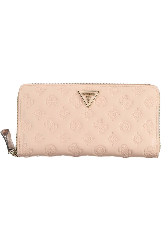 Chic Pink Polyurethane Wallet with Contrasting Details