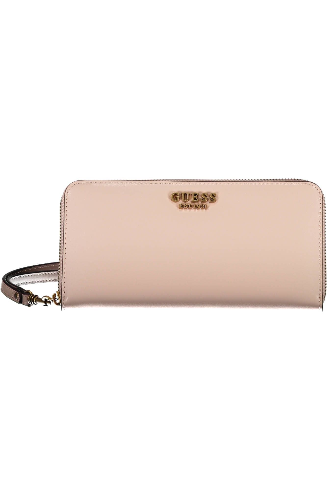 Chic Pink Polyurethane Multi-Compartment Wallet