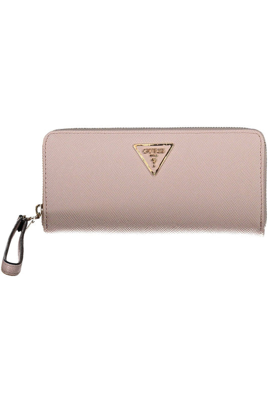 Chic Pink Wallet with Removable Puller and Logo Detail