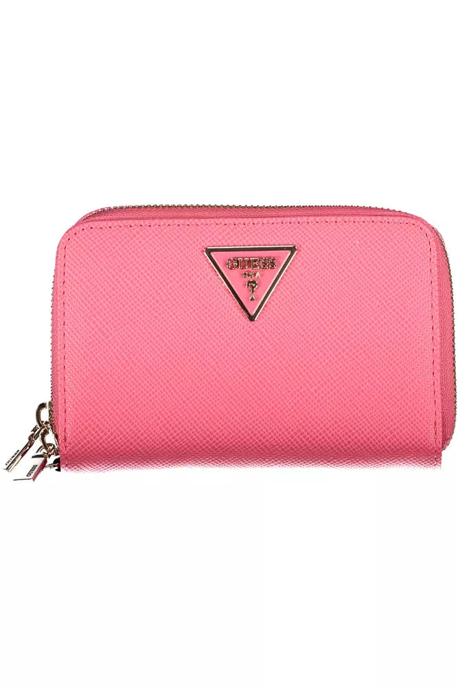 Chic Pink Double Wallet with Contrasting Details