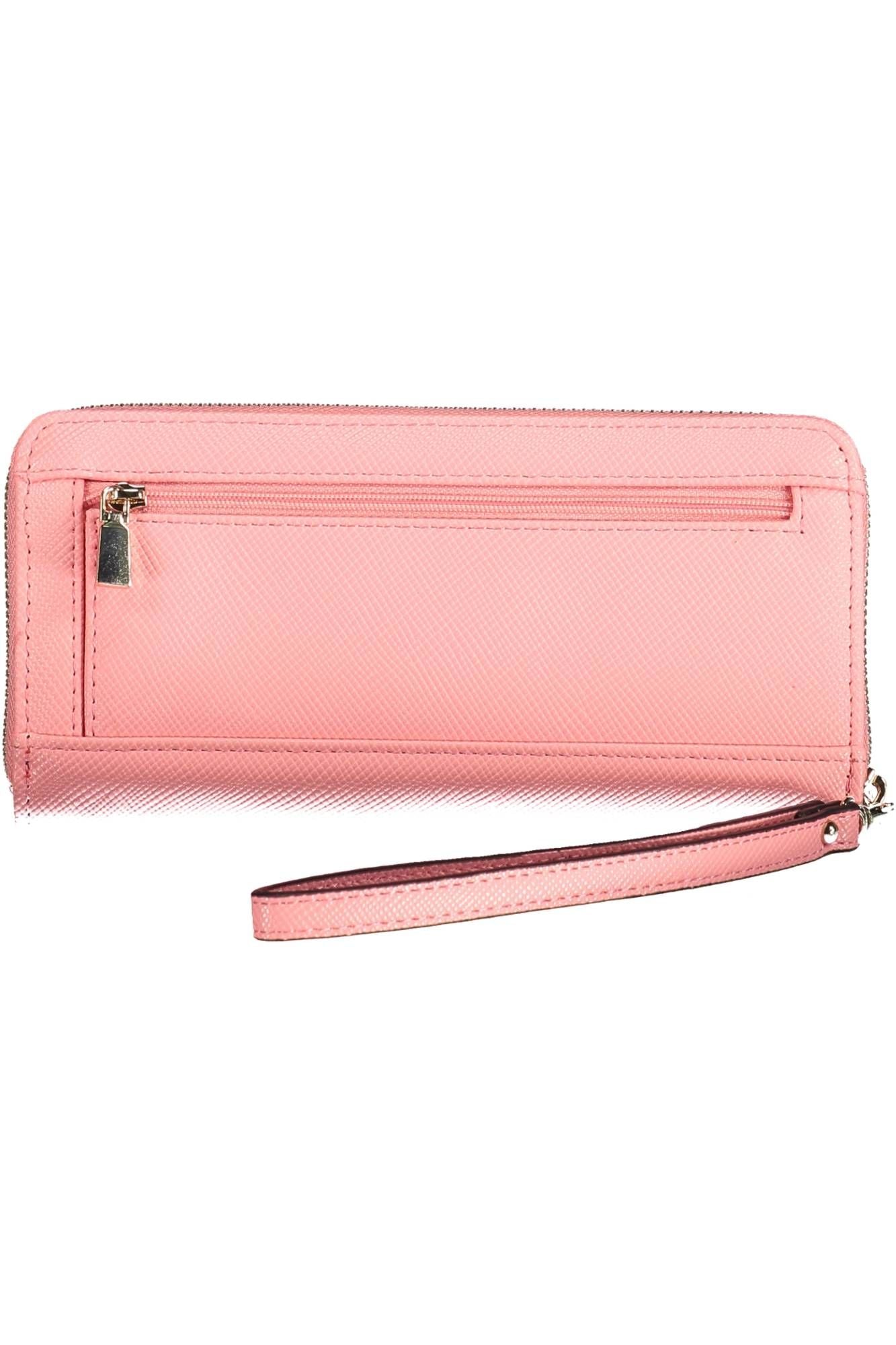 Elegant Pink Polyurethane Wallet with Logo Detail