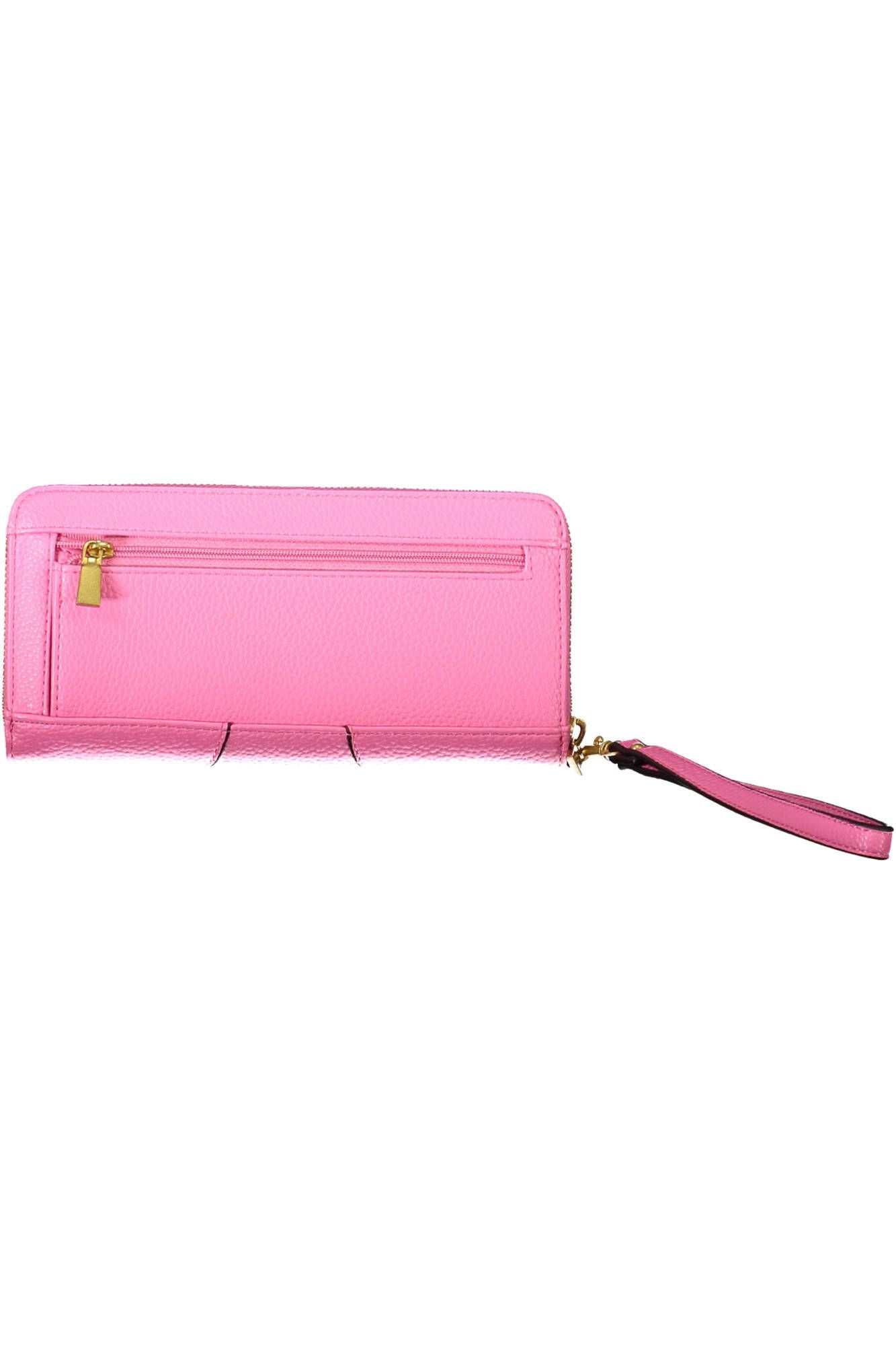 Chic Pink Polyurethane Wallet with Contrasting Details