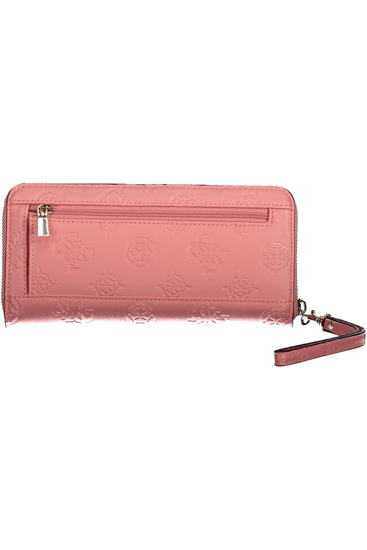 Chic Pink Polyurethane Wallet with Contrasting Details