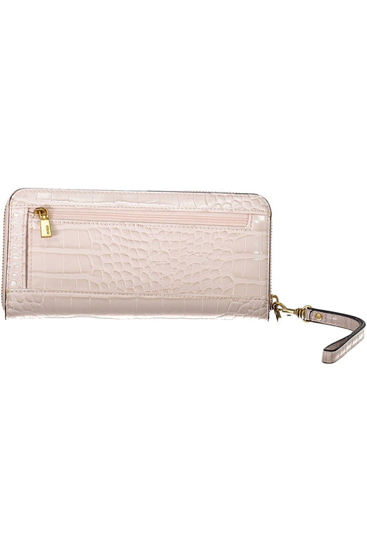 Chic Pink Polyurethane Wallet with Logo Detailing