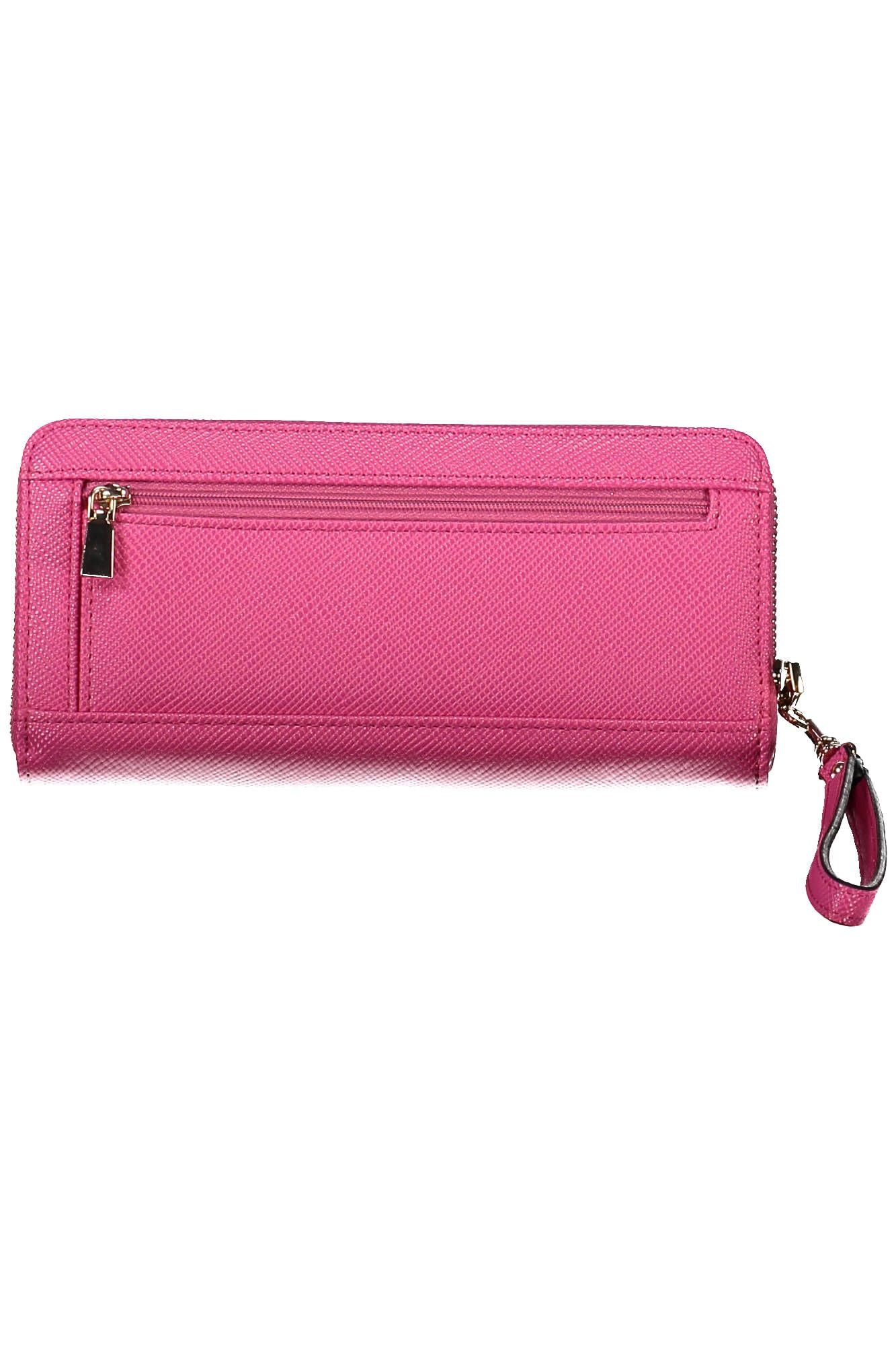 Chic Pink Polyurethane Wallet with Logo Detailing