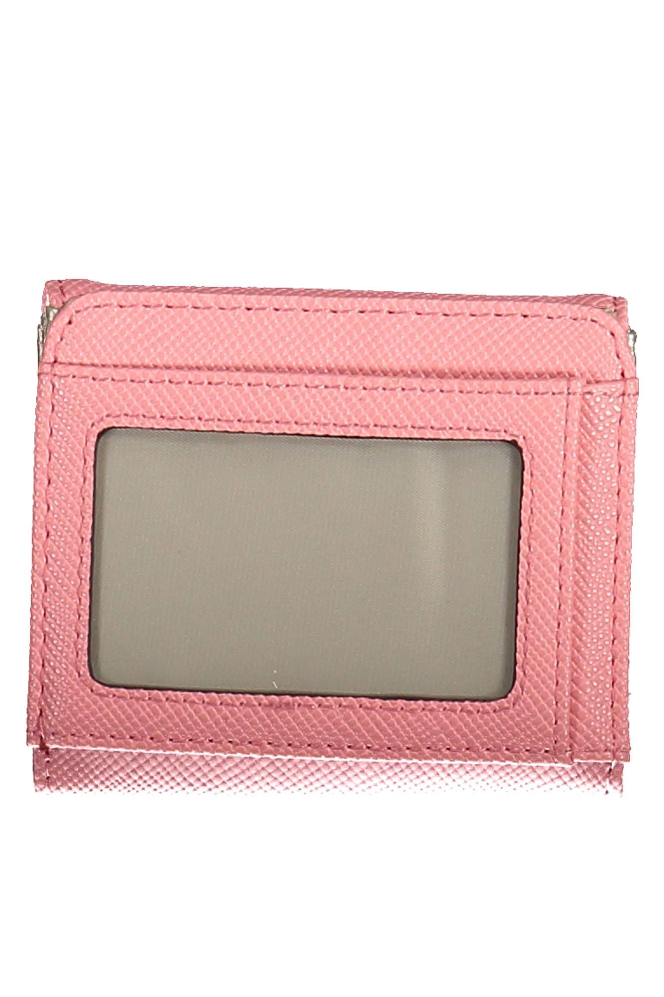 Chic Pink Polyurethane Wallet with Snap Closure