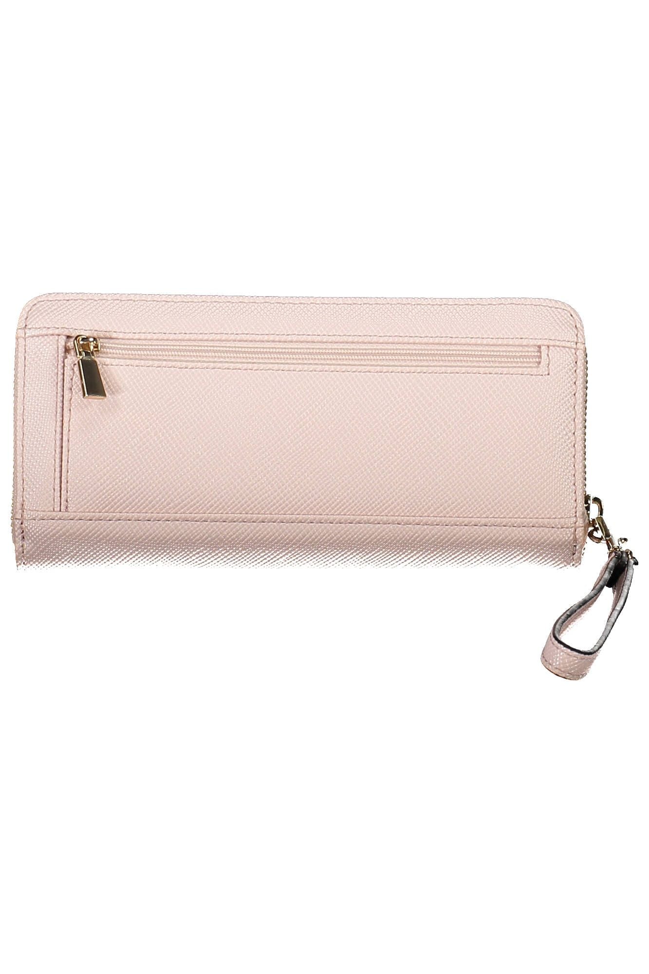 Chic Pink Wallet with Removable Puller and Logo Detail