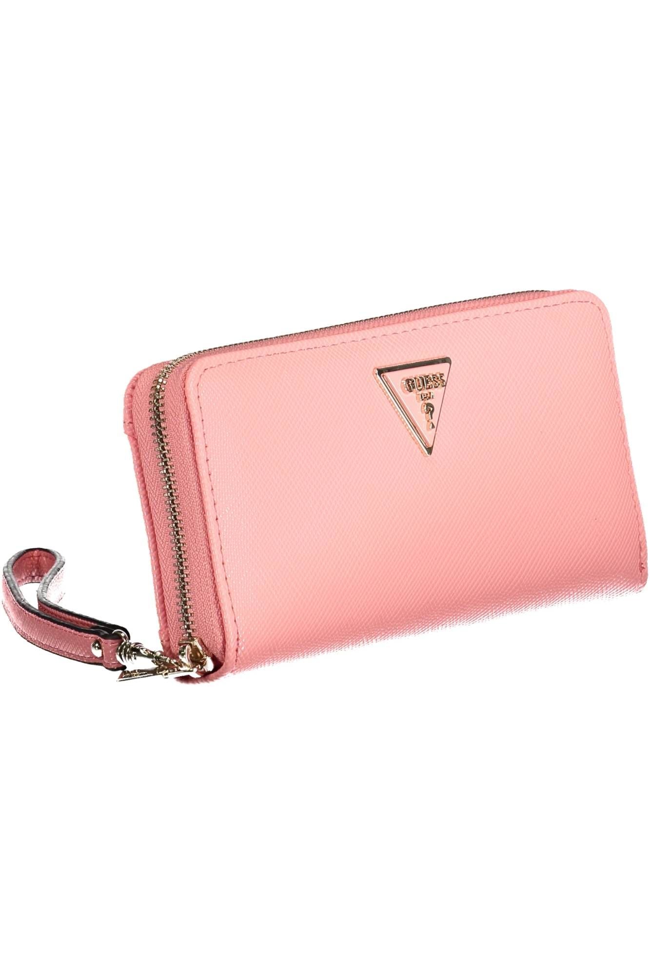 Elegant Pink Polyurethane Wallet with Logo Detail