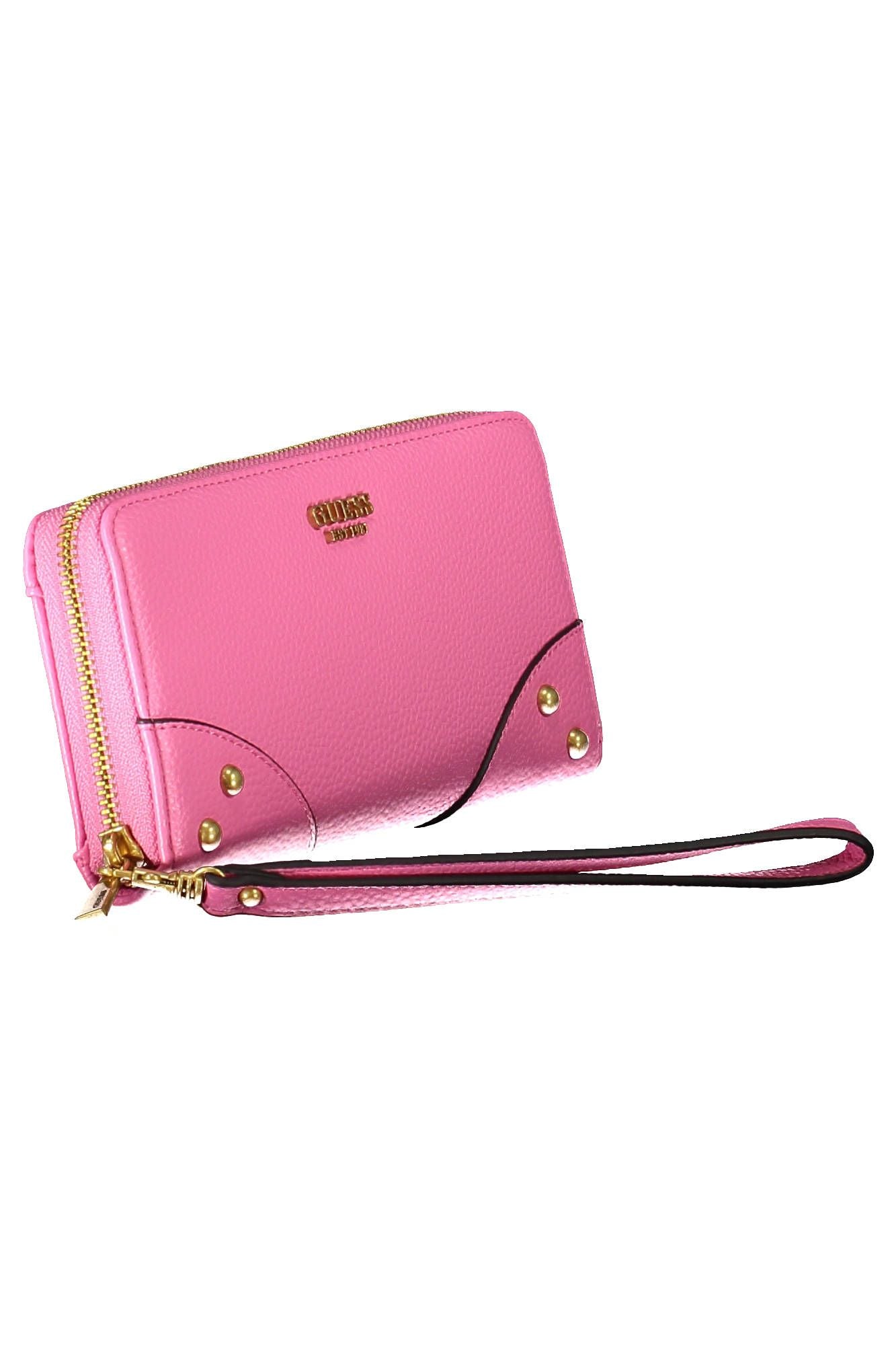 Chic Pink Polyurethane Wallet with Contrasting Details