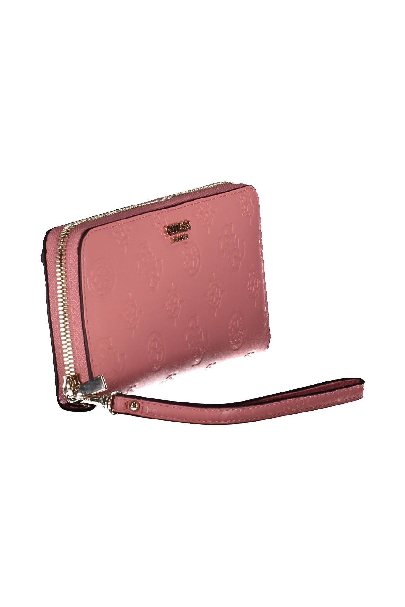 Chic Pink Polyurethane Wallet with Contrasting Details