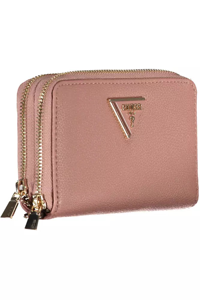 Chic Pink Double Wallet with Contrasting Accents