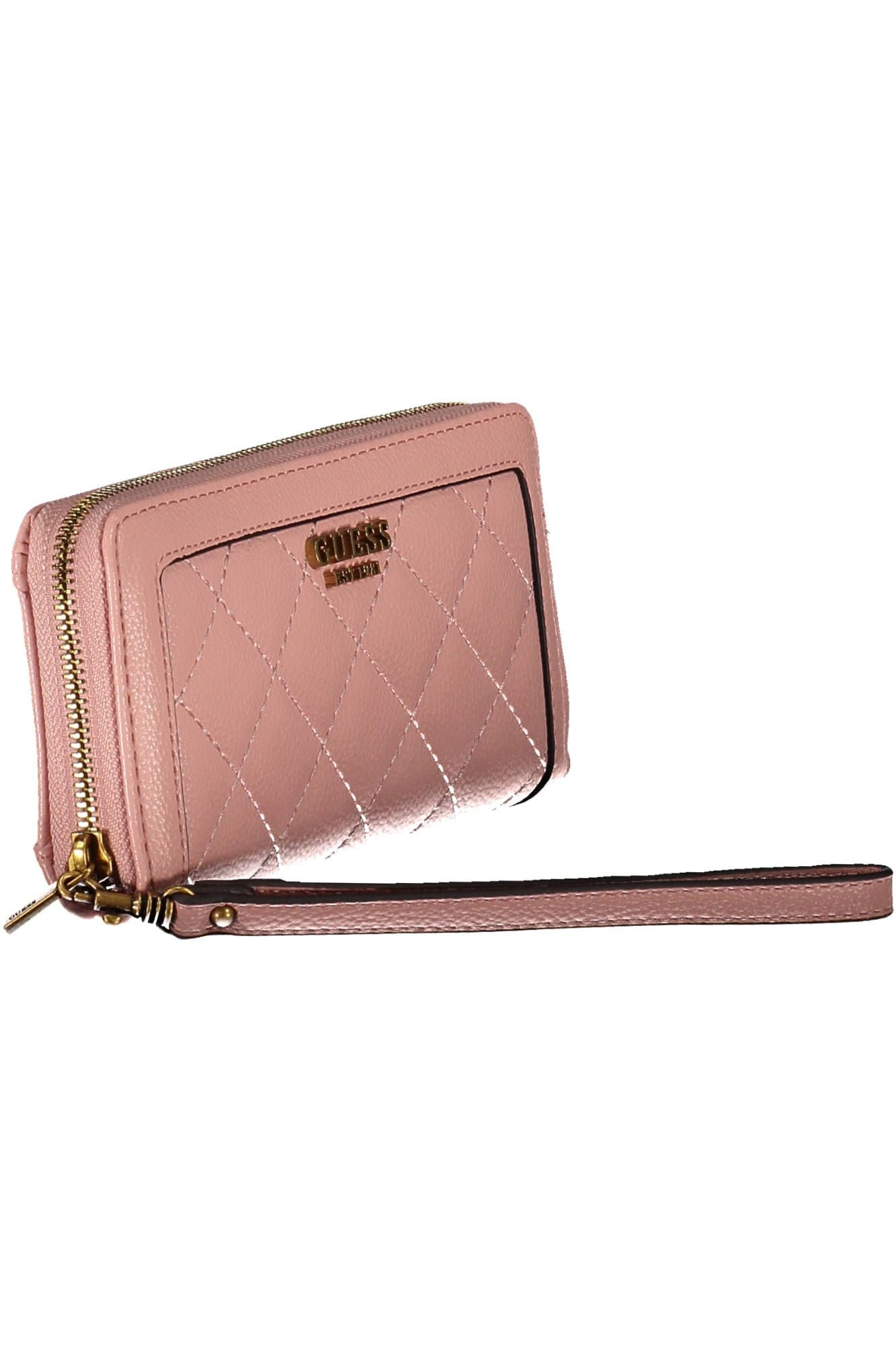 Chic Pink Polyurethane Wallet with Contrast Detail