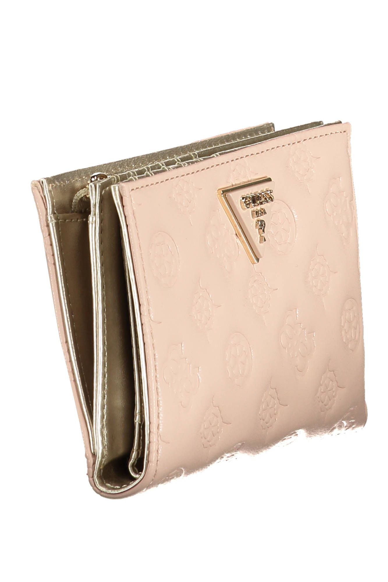 Chic Pink Polyurethane Wallet with Contrast Details