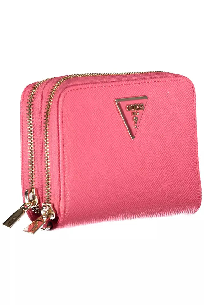 Chic Pink Double Wallet with Contrasting Details