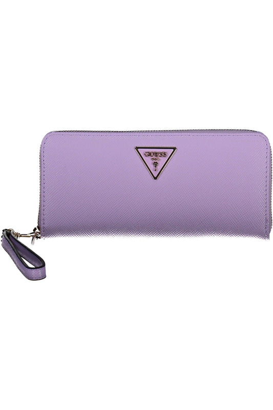 Chic Purple Polyurethane Wallet with Coin Purse