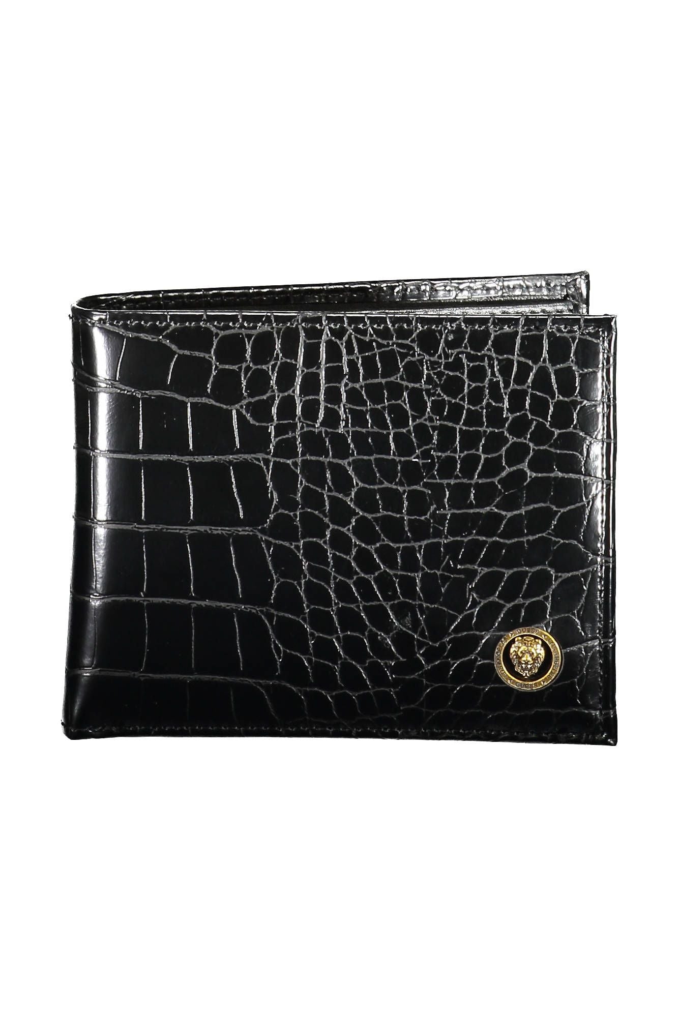 Elegant Black Polyurethane Wallet with Coin Purse