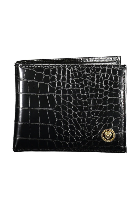 Elegant Black Polyurethane Wallet with Coin Purse