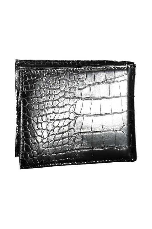 Elegant Black Polyurethane Wallet with Coin Purse