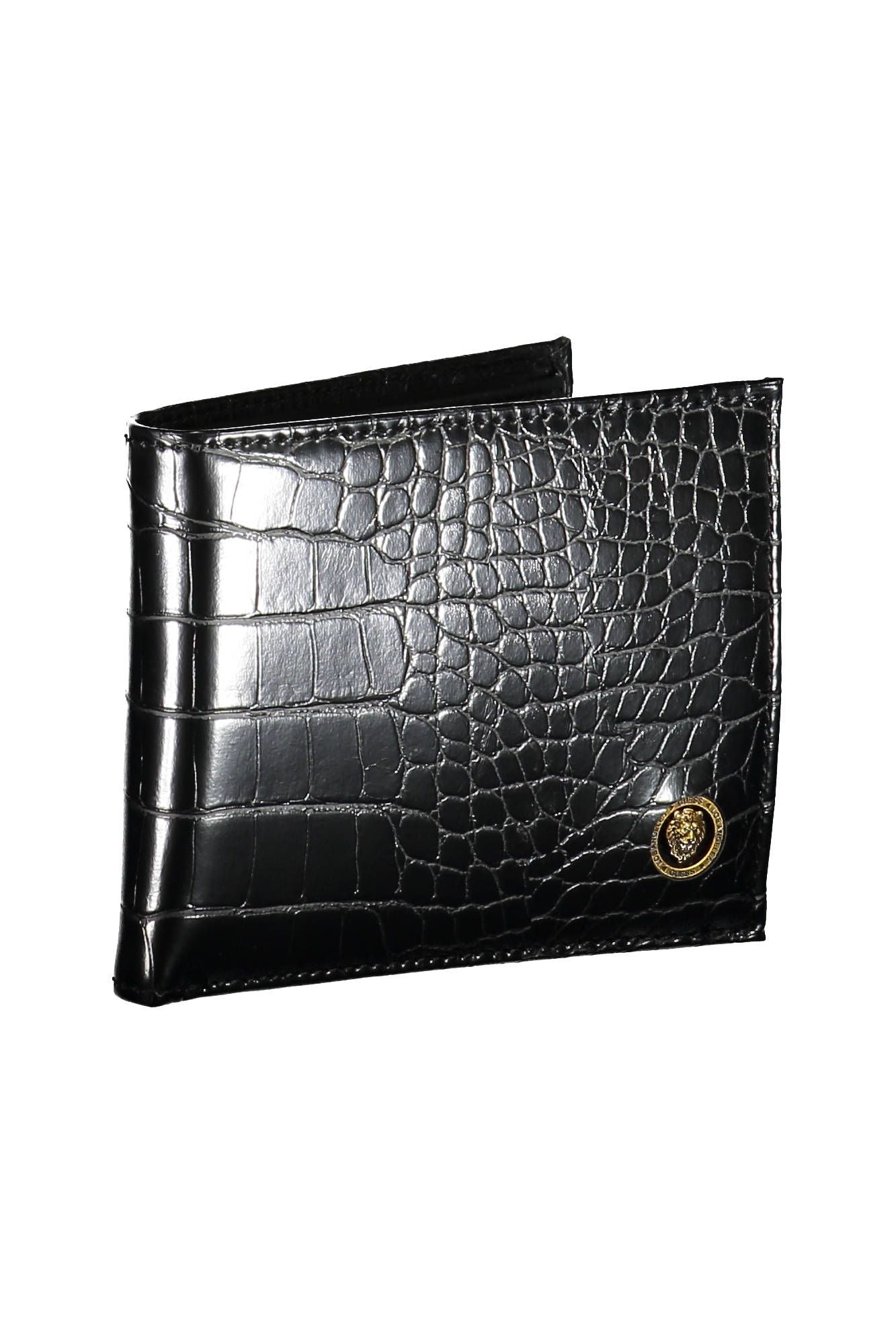 Elegant Black Polyurethane Wallet with Coin Purse