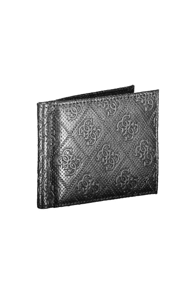 Sleek Black Leather Money Clip Wallet