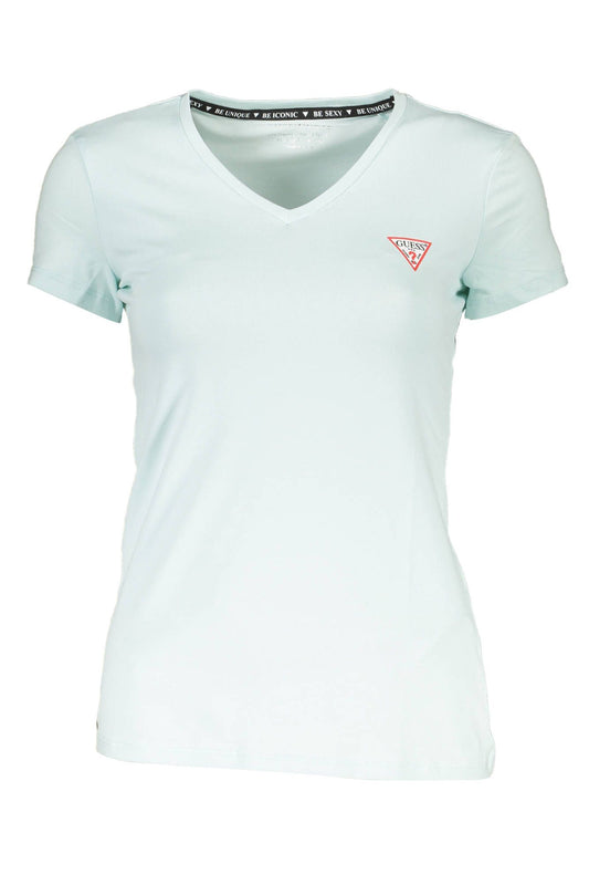 Chic Light Blue V-Neck Logo Tee