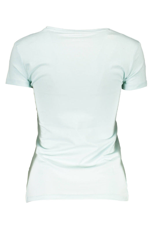 Chic Light Blue V-Neck Logo Tee