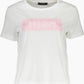 Chic White Logo Print Crew Neck Tee