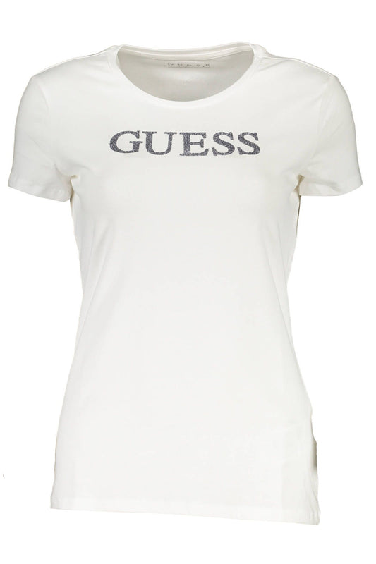Chic White Printed Crew Neck Tee