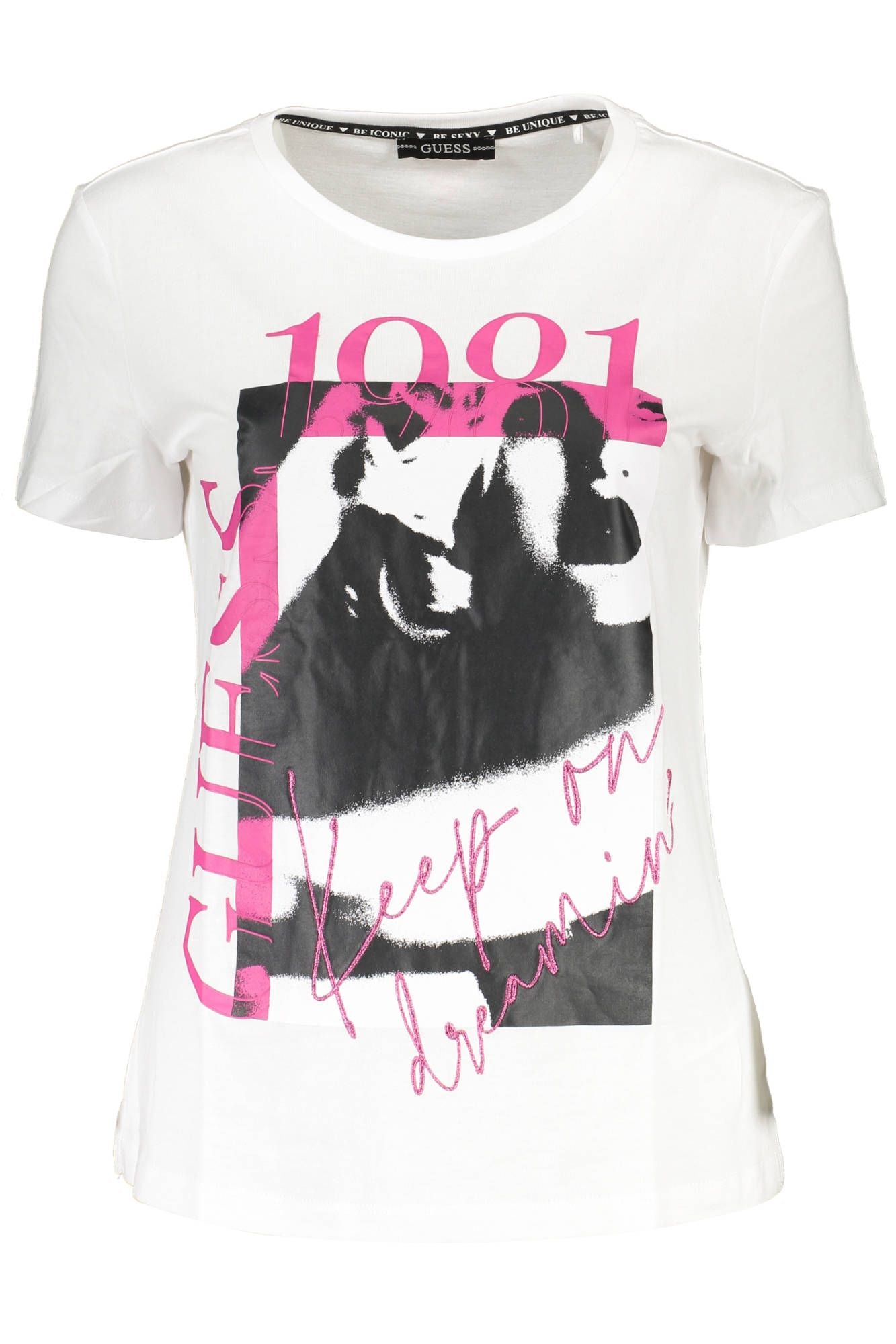 Chic White Embroidered Tee with Logo Accent