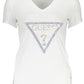 Chic White V-Neck Tee with Logo Detail