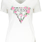 Chic White V-Neck Tee with Distinctive Print