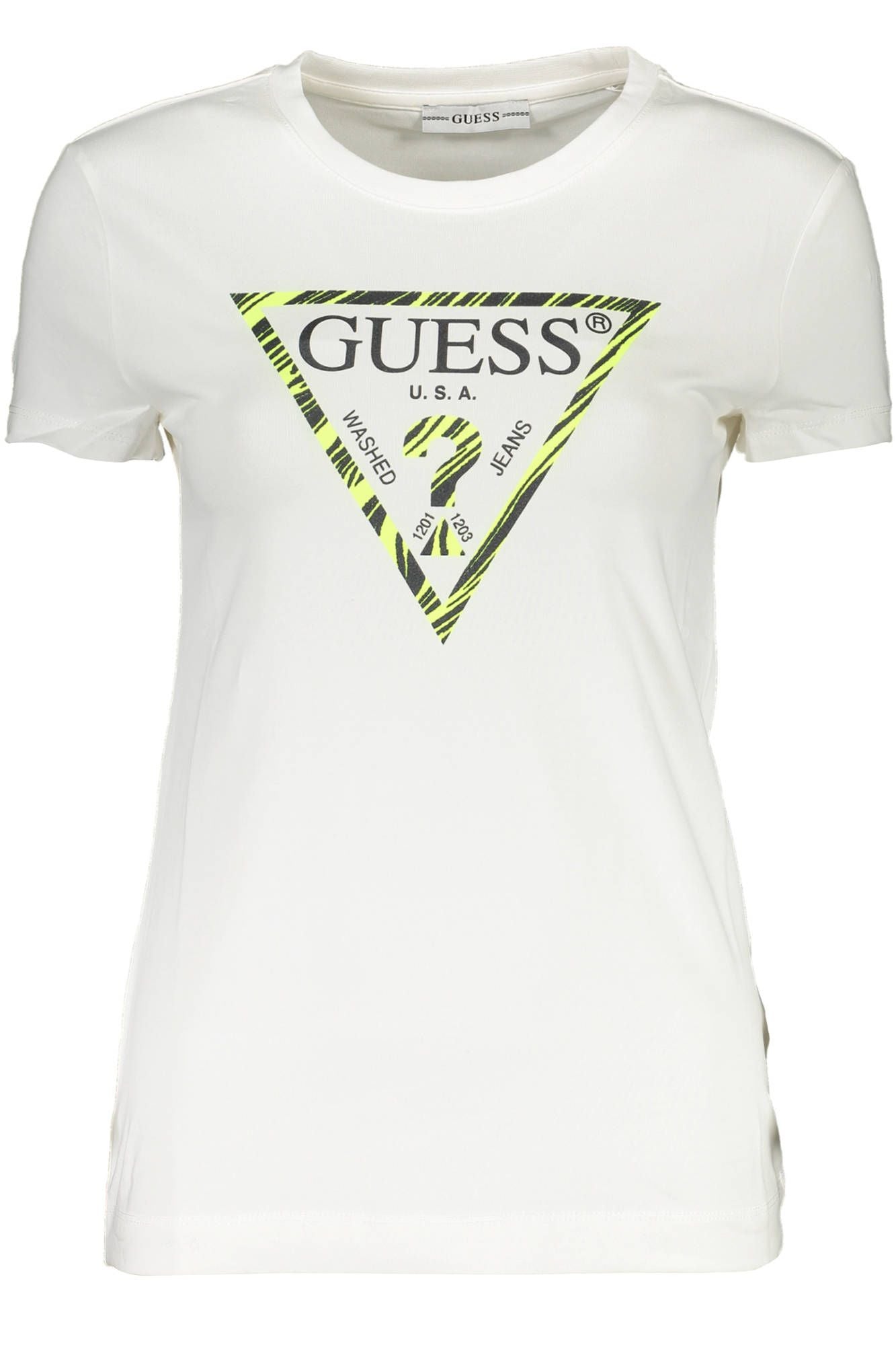 Elegant White Logo Tee with Chic Print