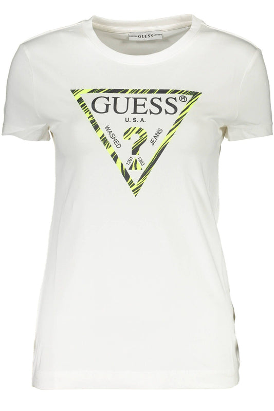 Elegant White Logo Tee with Chic Print