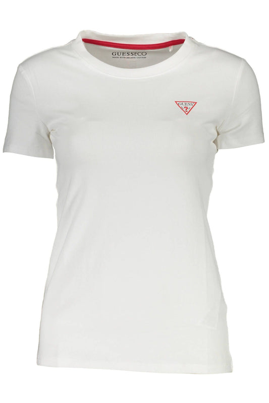 Chic White Logo Tee with Crew Neck