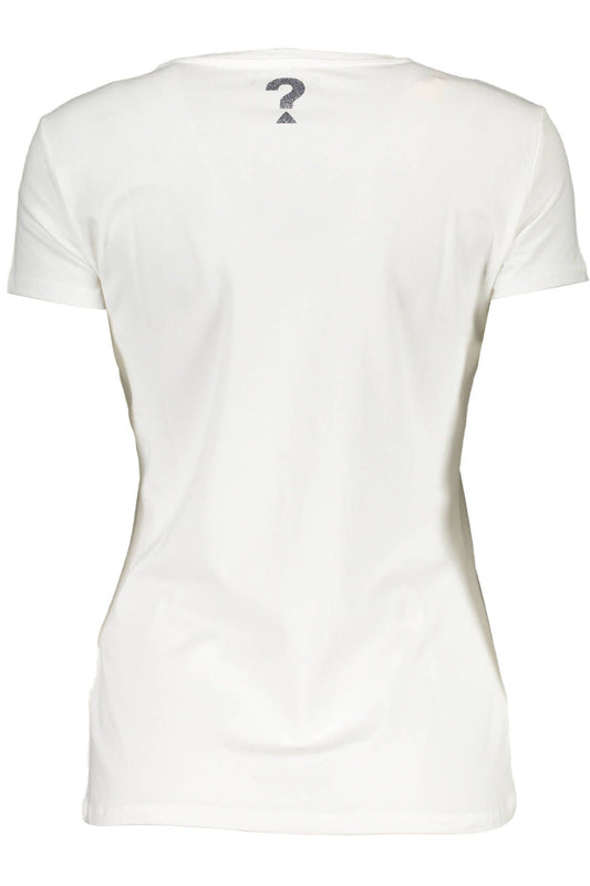 Chic White Printed Crew Neck Tee