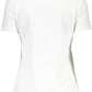 Chic White Embroidered Tee with Logo Accent