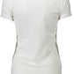 Chic Short Sleeved V-Neck Tee with Logo Print