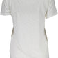 Chic V-Neck White Tee with Logo Applique