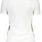 Chic White V-Neck Tee with Distinctive Print