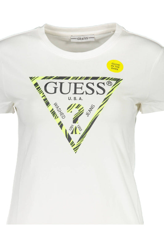 Elegant White Logo Tee with Chic Print