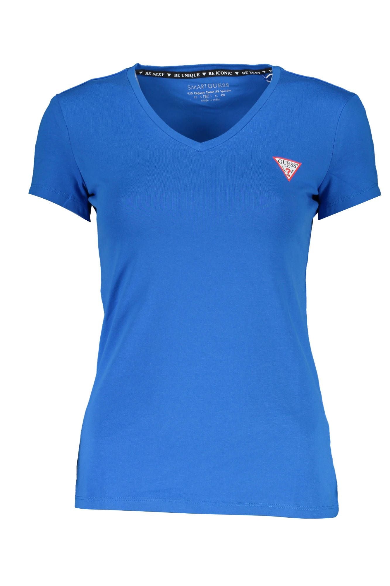 V-Neck Logo Print Organic Teal Tee