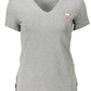 Chic V-Neck Logo Tee in Gray